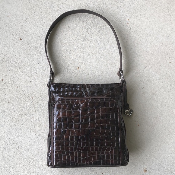 BRIGHTON Reptile Embossed Patent Leather Shoulder Bag - #D723012 - Picture 3 of 15